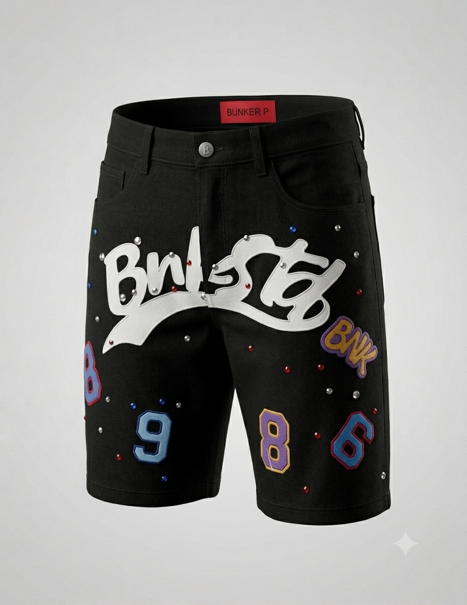 Bermuda bambino The bunker con stampa e strass