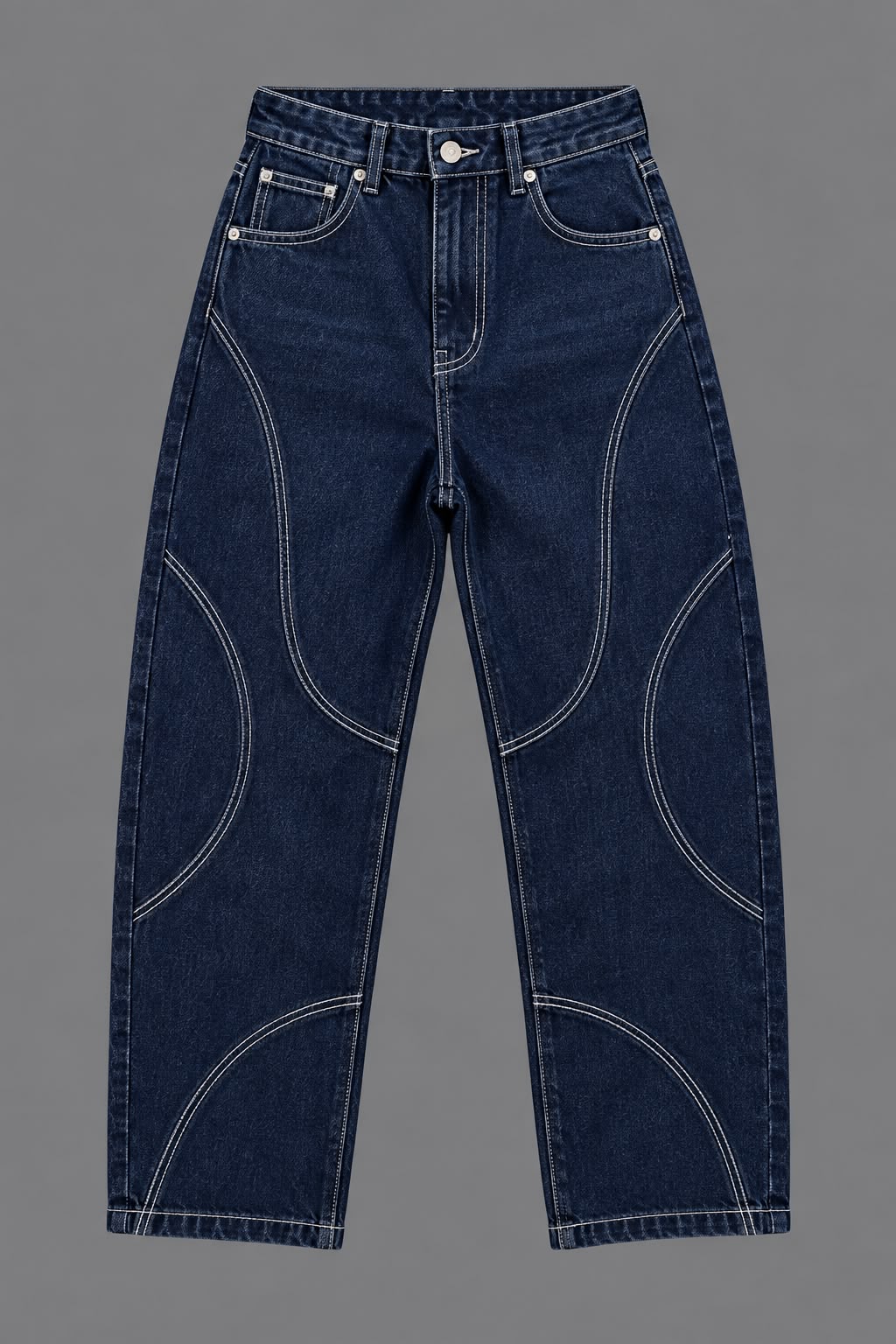 Jeans Denim Bambino con Cuciture a Contrasto