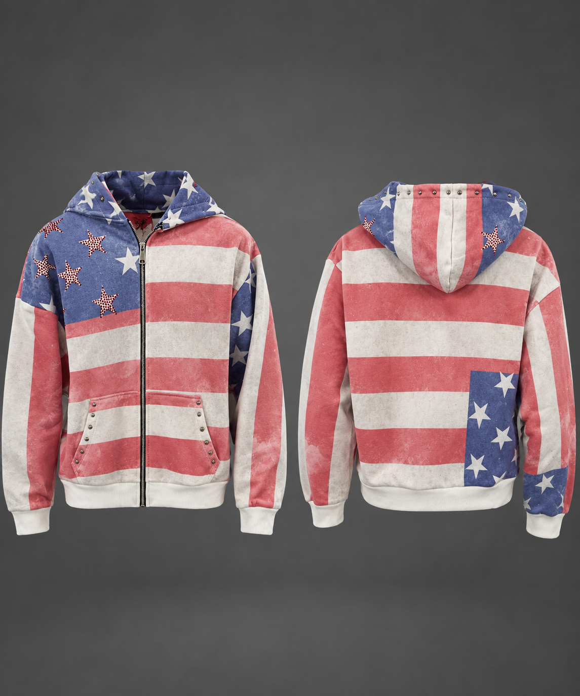 Felpa Junior America con cappuccio e strass