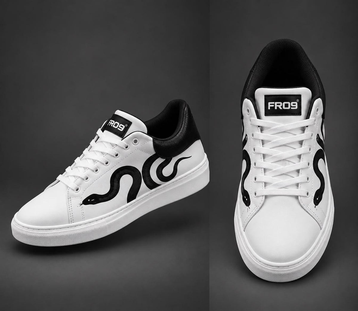 Scarpa bianca mod McQueen con stampa serpente