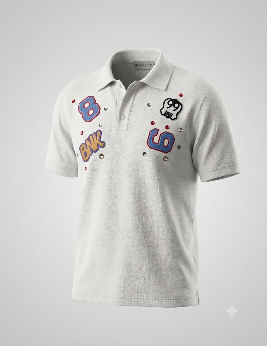 Polo bimbo mezza manica the bunker con strass