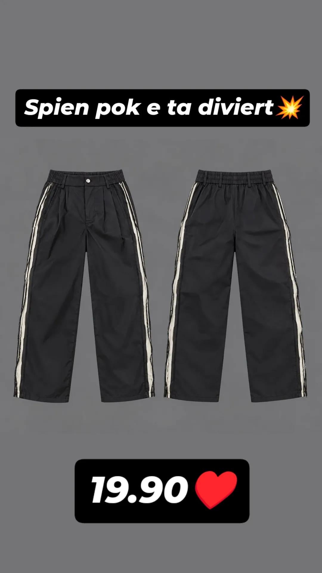 Pantalone uomo in tessuto tecno con zip laterale bianca