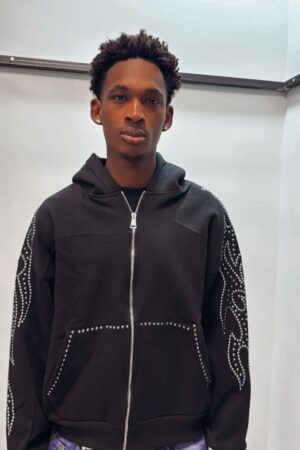 Felpa Uomo con Borchie e Fiamme